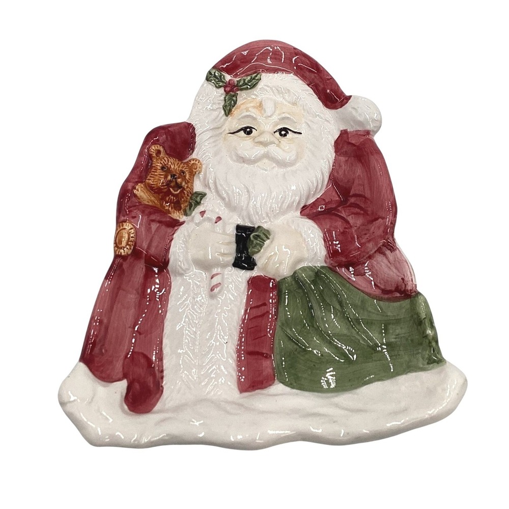 Vintage‎ Ceramic Santa Claus Candy Dish Trinket Plate Christmas Holiday Decor